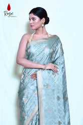 Sea Green Pure Silk Banarasi Handloom Saree